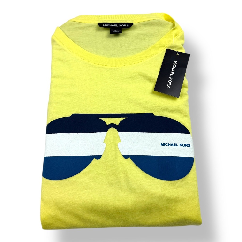 Michael Kors Mens‎ Yuzu Yellow Aviator Sunglasses Graphic T-Shirt XL NWT
